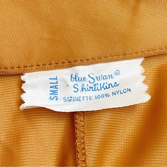 Vintage blue swan skirtikins tan brown collared button up floral bodysuit top - Picture 8 of 8